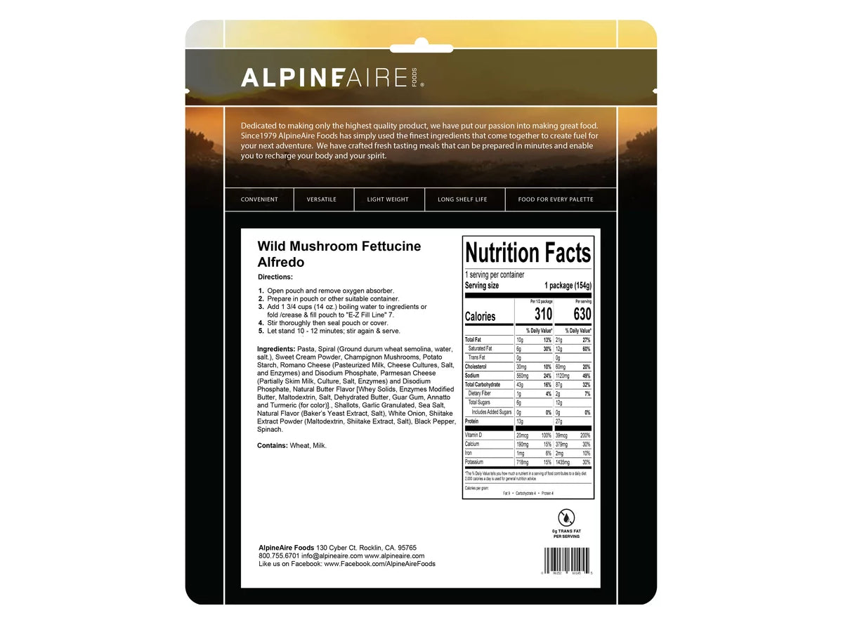 AlpineAire Wild Mushroom Fettucine Alfredo