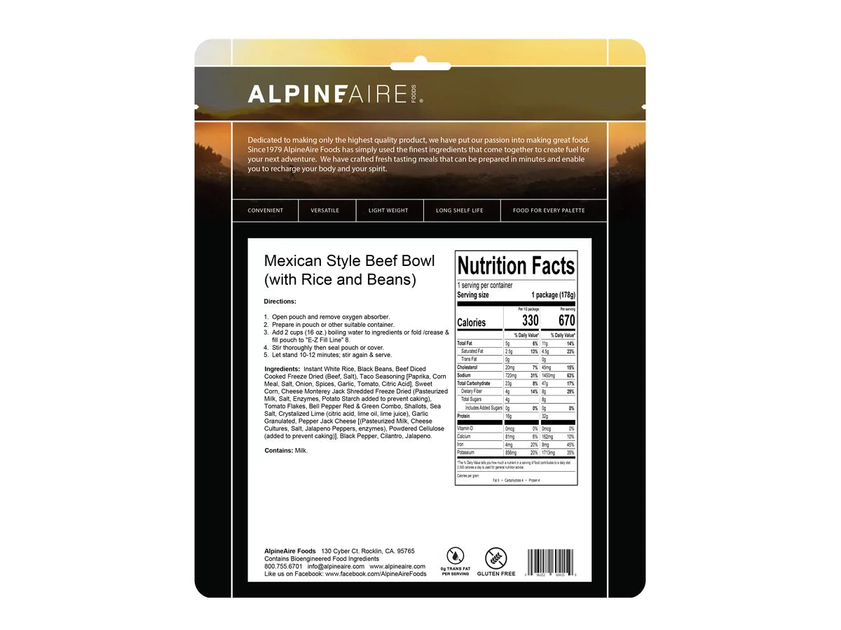 AlpineAire Mexican Style Beef Bowl