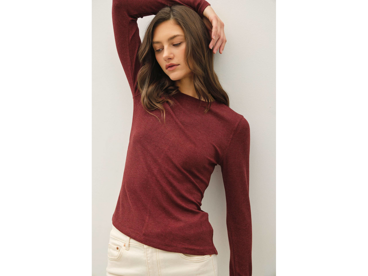 Be Cool - Ribbed Crewneck Longsleeve Basic Top