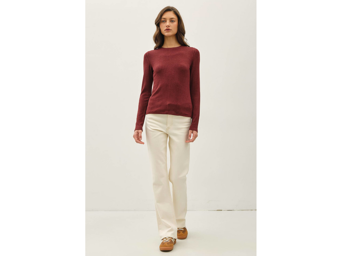 Be Cool - Ribbed Crewneck Longsleeve Basic Top