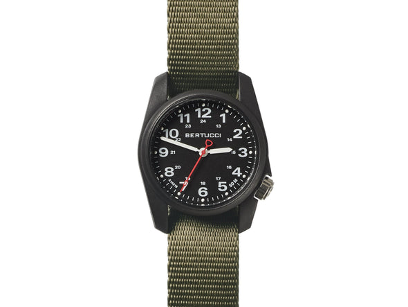 Bertucci A-1R Field Comfort™ Watch - 10501 Black Dial w/ Field Drab Comfort-Webb™ Band