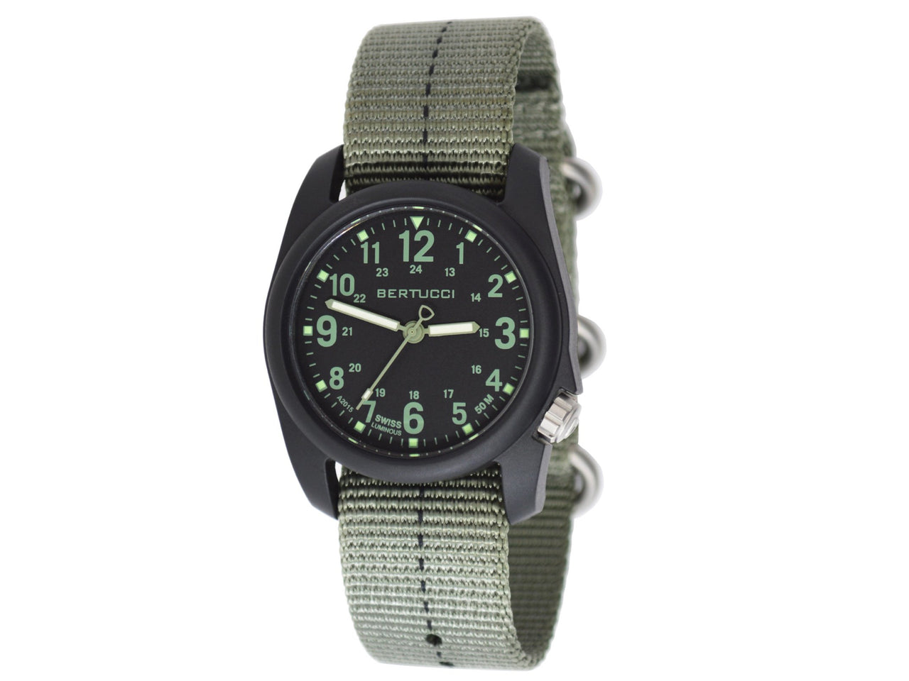 Bertucci DX3® PLUS™ Watch - 11040 Black / Drab Dial w/ Black case & Defender Drab™ w/ Black Dash Line™ Band