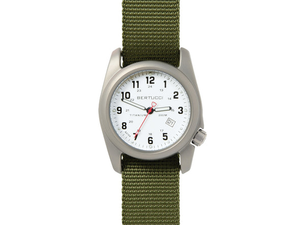 Bertucci A-2T Original Classic Watch - 12121 White Dial w/ Forest Nylon Band