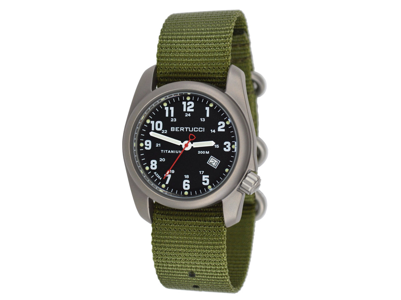 Bertucci A-2T Original Classic Watch - 12122 Black Dial w/ Forest Nylon Band