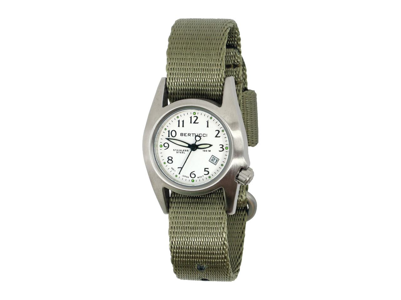 Bertucci M-1S Women's Field Watch - 18011 White Dial w/ Field Drab Comfort-Webb™ Band