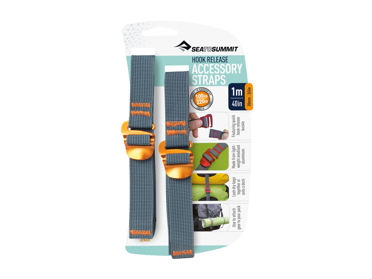 Sea to Summit Accessory Straps with Hook Release - 3/4 in