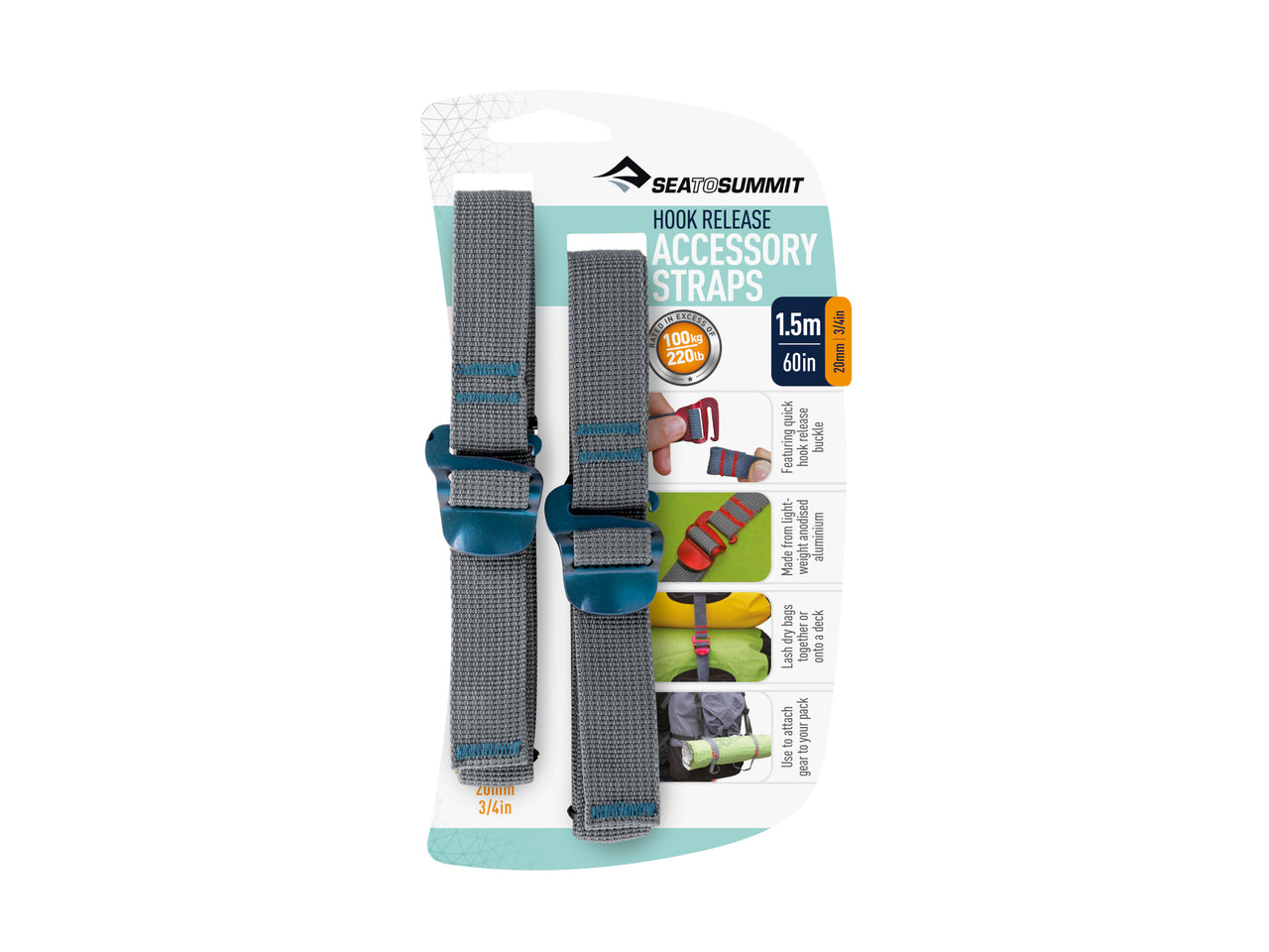 Sea to Summit Accessory Straps with Hook Release - 3/4 in