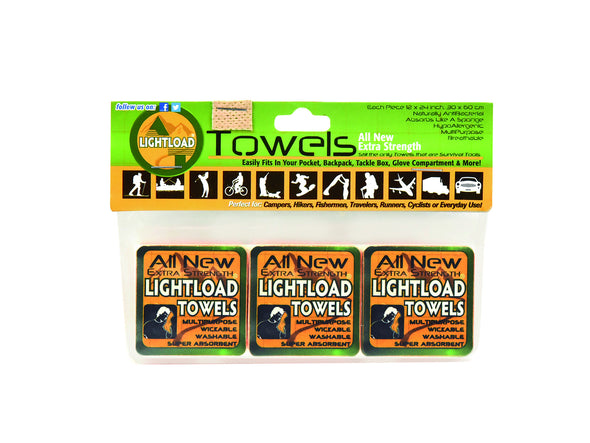 Camp Towels Extra Strength Hand Size 12x24" - 3 Pack