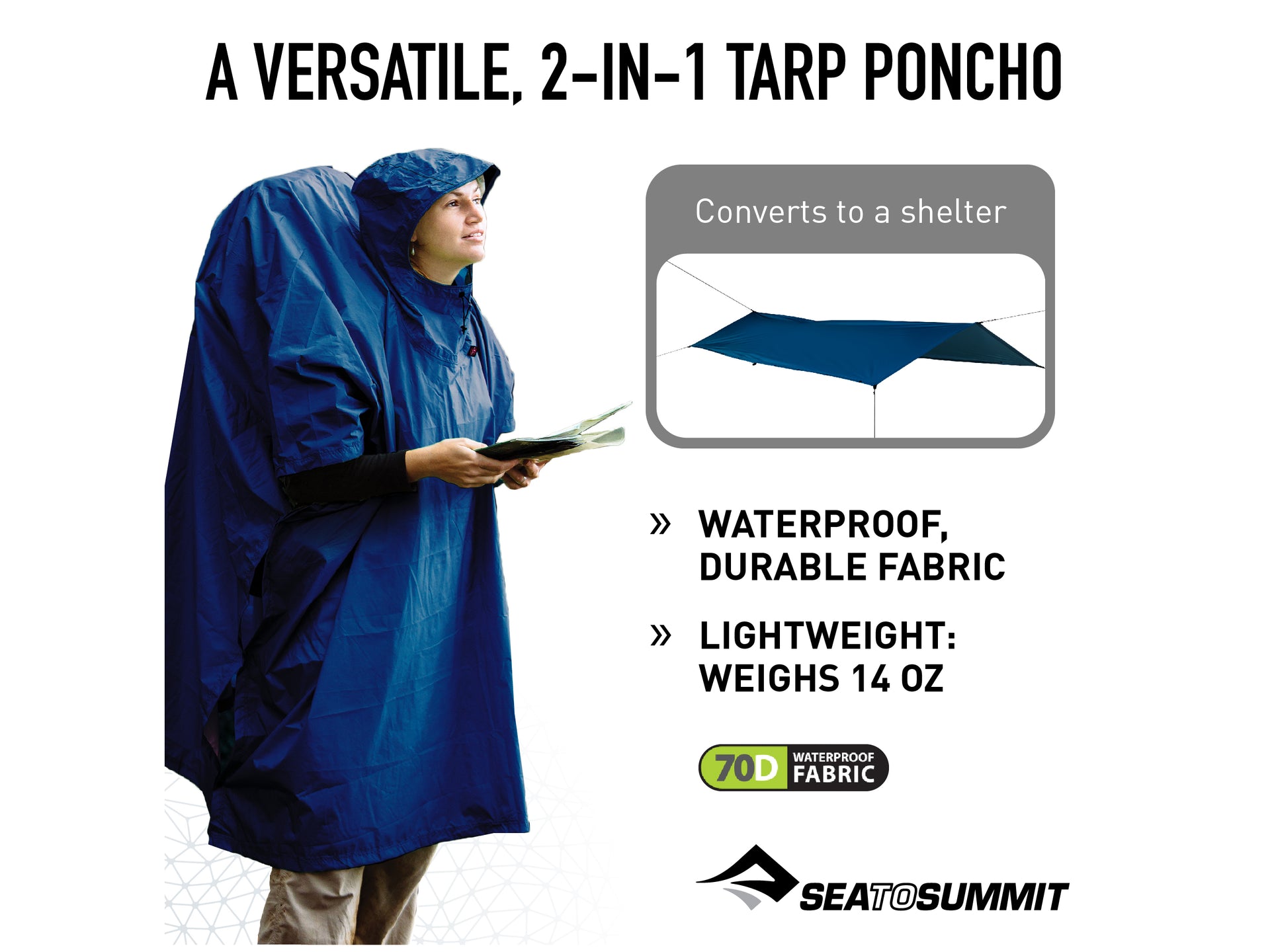 sea to summit nylon waterproof tarp-poncho Sea to Summit - Nylon Tarp Poncho